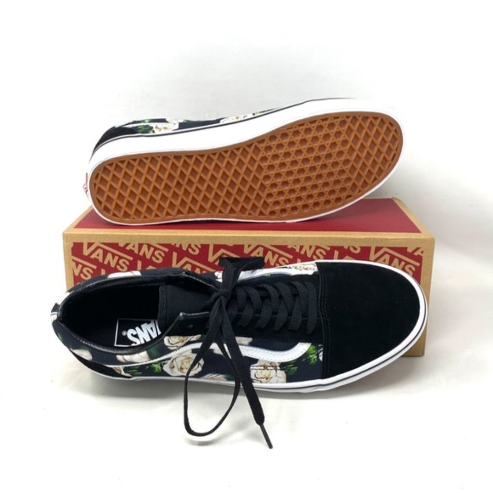 VANS Old Skool Floral Shoes Casual Canvas Suede Black Sneakers Men’s VN0A38G1VRK - Picture 7 of 11
